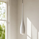 Black water drop pendant light shown as a single hanging fixture