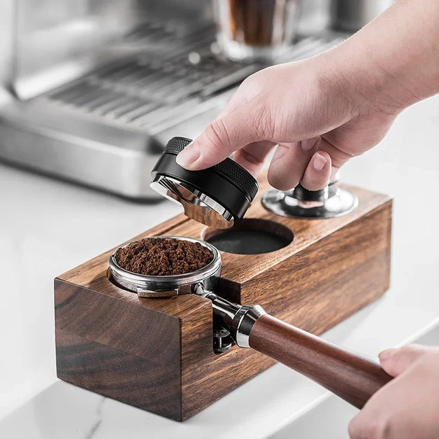 Premium Wooden Coffee Tamper Mat Stand for 51‑58mm Barista Tools
