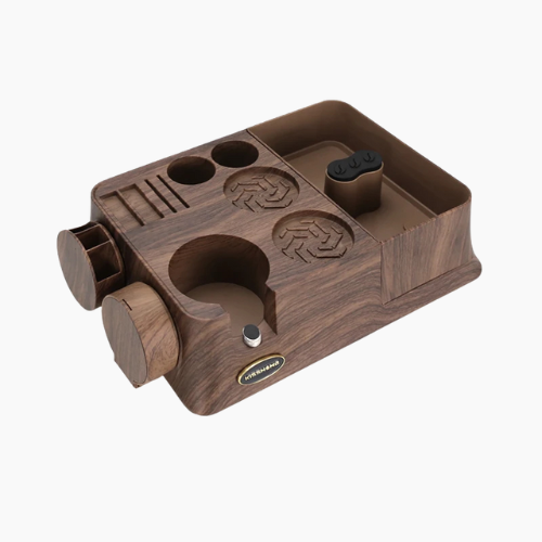 Espresso Tamper Station with Knock Box and Portafilter Holder for Coffee Bar