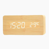 Wooden Digital Alarm Clock, LED Alarm Clock with Temperature Desk Clocks for Office,Bedside Clock