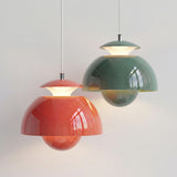 Nordic bud metal pendant light lit against a plain studio backdrop