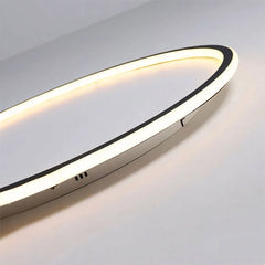 Close detail of the round ceiling light lit acrylic diffuser edge