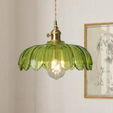 Fay Rustic Tulip Glass Pendant Light Retro Flower Bud Brass