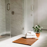 Acacia Wood Bath Mat - Slip - Resistant, Eco - Friendly Bathroom Floor Essential - Wooden Bath Mat - Hurbane Home