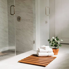 Acacia Wood Bath Mat - Slip - Resistant, Eco - Friendly Bathroom Floor Essential - Wooden Bath Mat - Hurbane Home