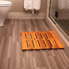 Acacia Wood Bath Mat - Slip - Resistant, Eco - Friendly Bathroom Floor Essential - Wooden Bath Mat - Hurbane Home