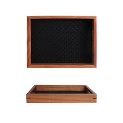 Acacia Wood Decorative Tray – Bamboo Pattern Jewelry & Vanity Organizer - Hurbane Home