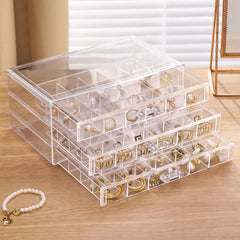 Acrylic Earring Organizer Box - Compact Jewelry Storage with Clear Display Lid - Jewelry Organizer Box - Hurbane Home