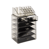 Acrylic Makeup Organizer – 6 Drawer Black Tint Cosmetic Storage Case - Acrylic Makeup Organizer - Hurbane Home