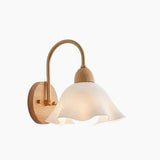 Japanese Wooden Wall Sconce Lamp with Frosted Glass Shade