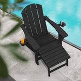 Adjustable Adirondack Chair - Folding Reclining Seat With Retractable Ottoman - Outdooor Recline Chair - Hurbane Home