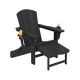 Adjustable Adirondack Chair - Folding Reclining Seat With Retractable Ottoman - Outdooor Recline Chair - Hurbane Home