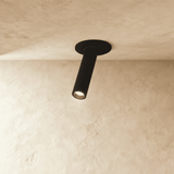 Adjustable tube ceiling spotlight in aluminium close detail view 2