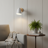 Adjustable Wall Sconce Wood Arm Tilting Metal Shade