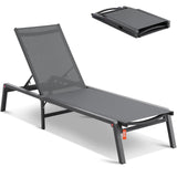 Aluminum Outdoor Lounge Chair – Foldable 5 - Position Patio Recliner Lightweight Dark Gray - Hurbane Home
