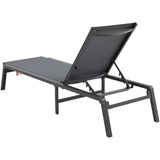 Aluminum Outdoor Lounge Chair – Foldable 5 - Position Patio Recliner Lightweight Dark Gray - Hurbane Home