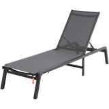 Aluminum Outdoor Lounge Chair – Foldable 5 - Position Patio Recliner Lightweight Dark Gray - Hurbane Home