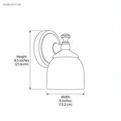 Diagram showing sconce height 8.5 inches and width 6 inches