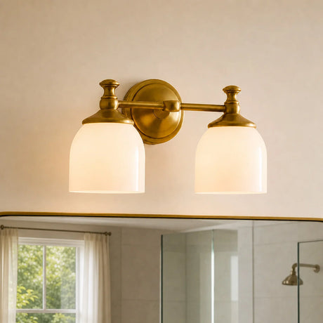 Antique brass milk glass wall sconce further product image 16