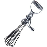 Hand mixer crank with double rotation stainless beaters