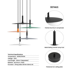 Pendant Light Flat Aluminum Shade LED Modern Minimalist Hanging Lamp