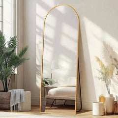 Arched Gold Full Length Mirror – Elegant Arc Floor & Wall Mirror - Hurbane Home