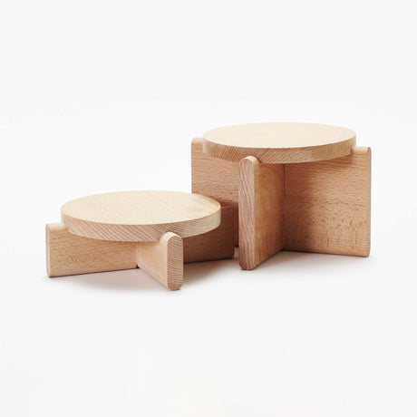 Areaware Beech Wood Plant Pedestal Set Two-Tier Display Stands