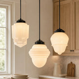 Art deco milk glass pendant light alternative angle view 1