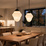 Art deco milk glass pendant light close detail view 2