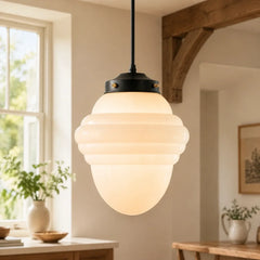 Art deco milk glass pendant light colour option view 3