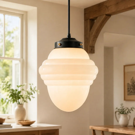 Art deco milk glass pendant light colour option view 3