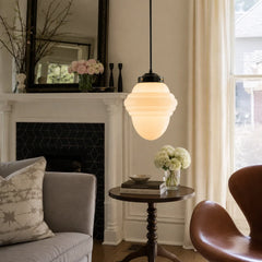 Art deco milk glass pendant light further product image 4