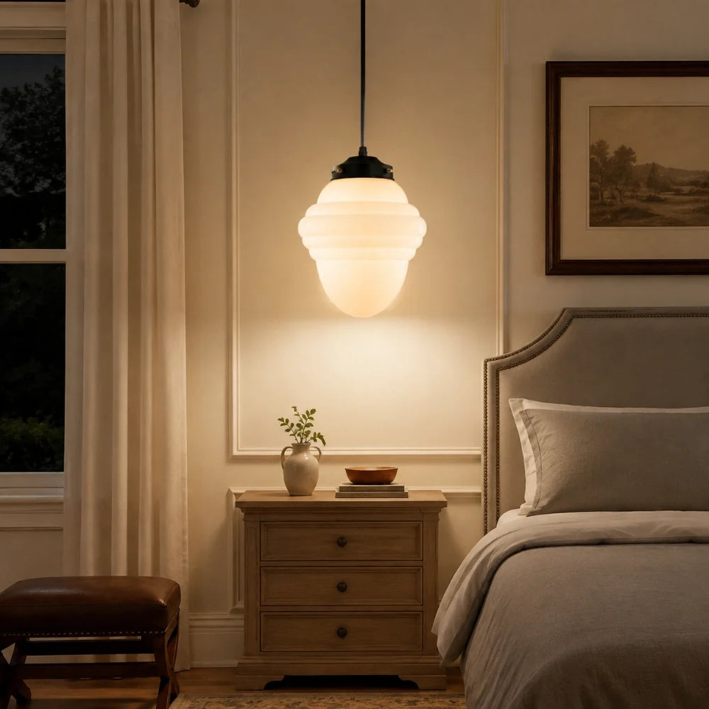 Art deco milk glass pendant light supplementary product view 5