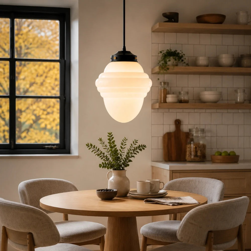 Art deco milk glass pendant light additional product view 6