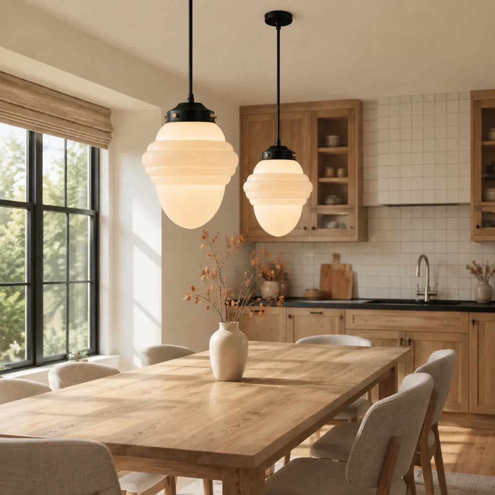 Art deco milk glass pendant light alternative angle view 7