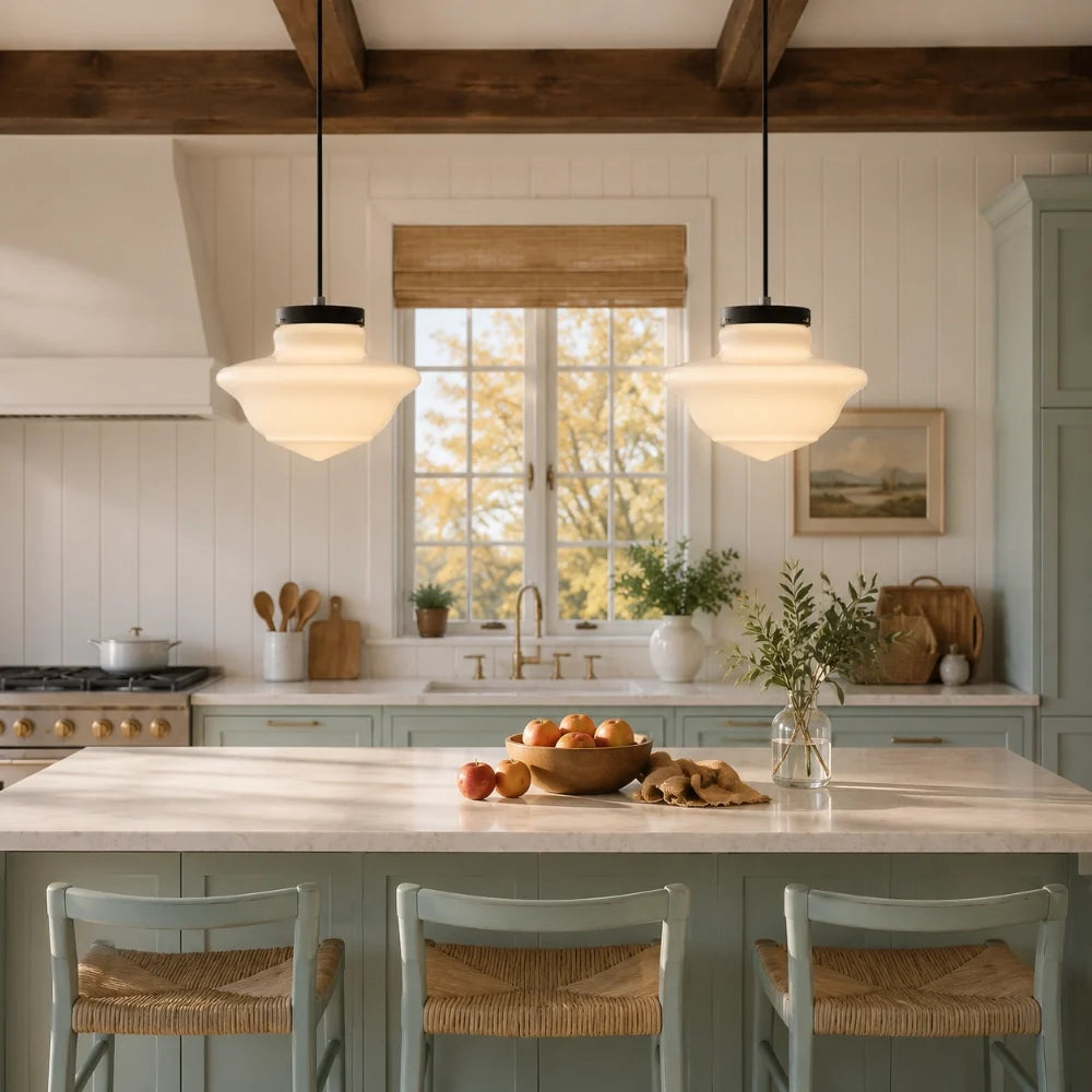 Art deco milk glass pendant light alternative angle view 13