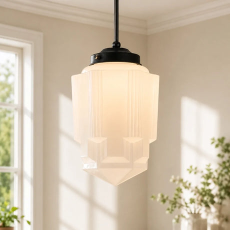 Art deco milk glass pendant light supplementary product view 29