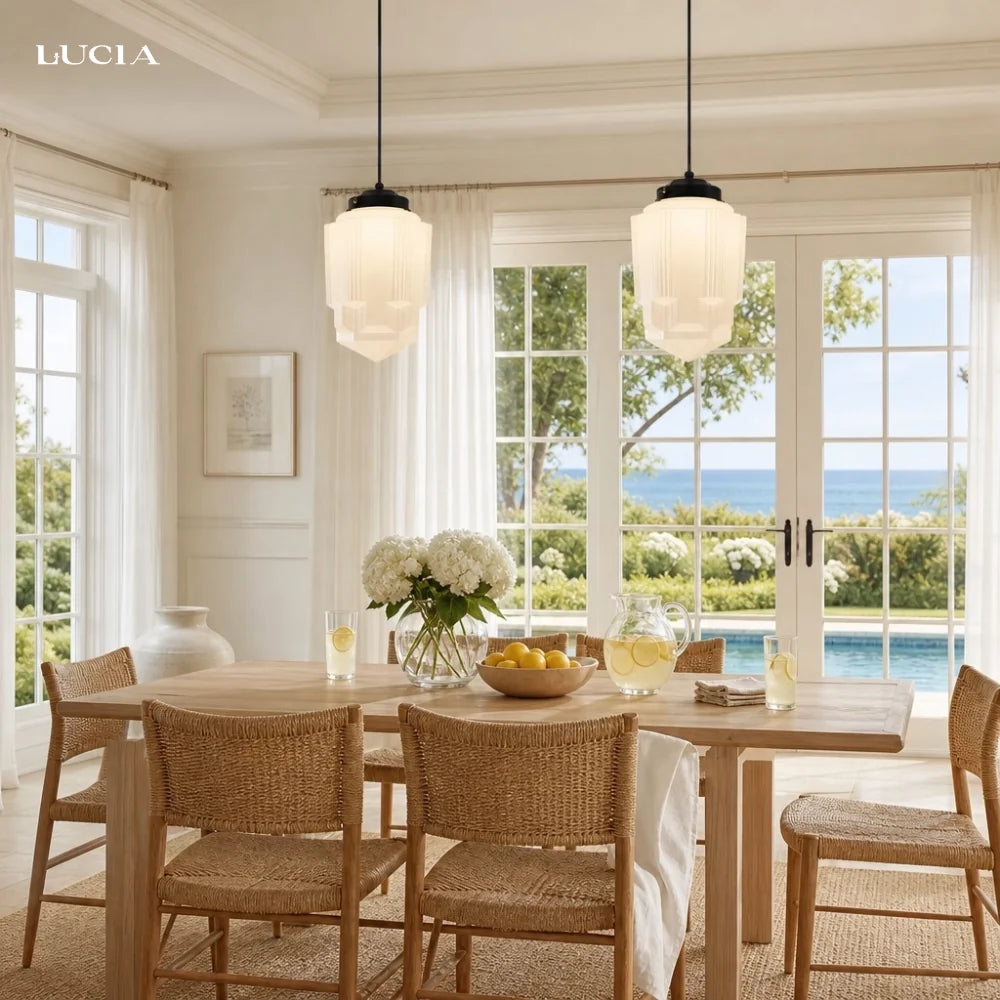 Art deco milk glass pendant light additional product view 30