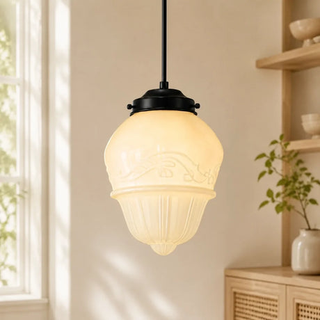 Art deco milk glass pendant light supplementary product view 35