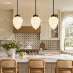 Art deco milk glass pendant light alternative angle view 37