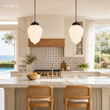 Art deco milk glass pendant light close detail view 38