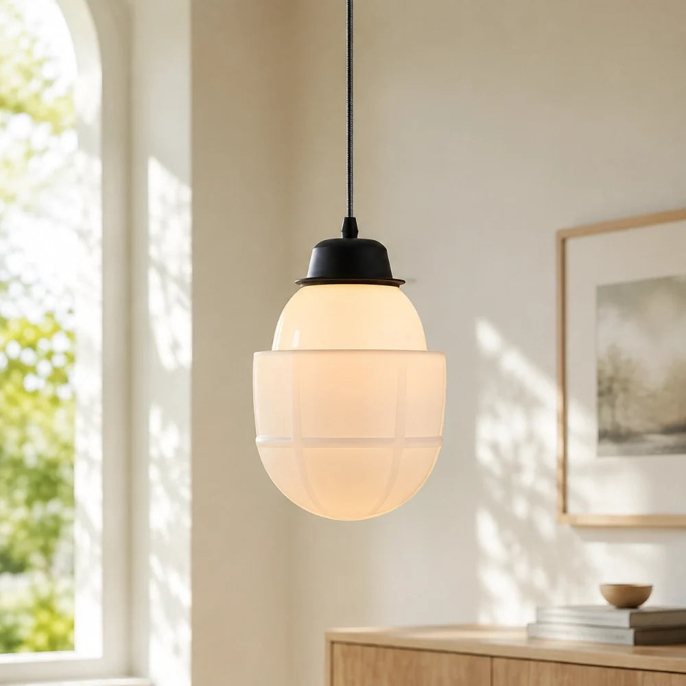 Art deco milk glass pendant light colour option view 39