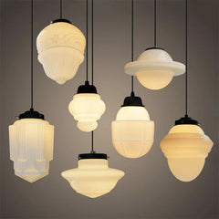 Art deco milk glass pendant light supplementary product view 41