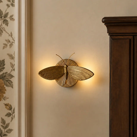 Art deco moth resin wall sconce alternative angle view 1