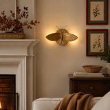 Art deco moth resin wall sconce close detail view 2