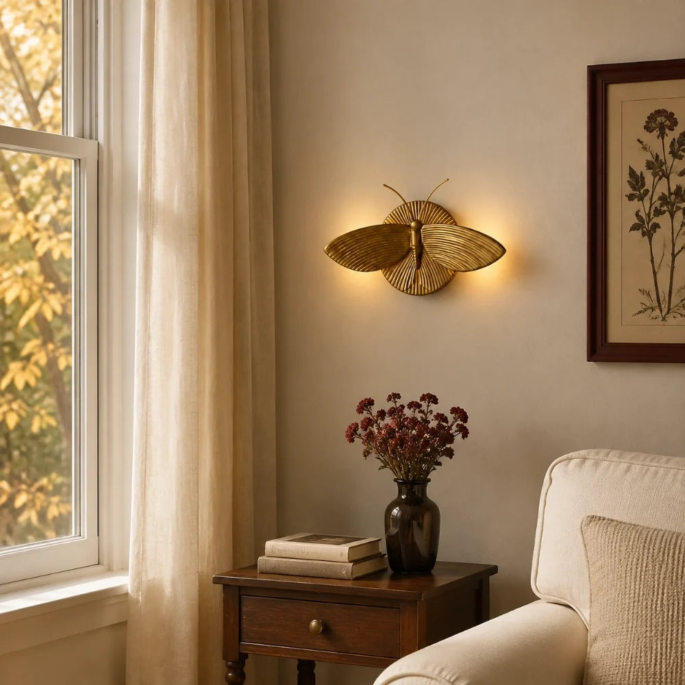 Art deco moth resin wall sconce colour option view 3