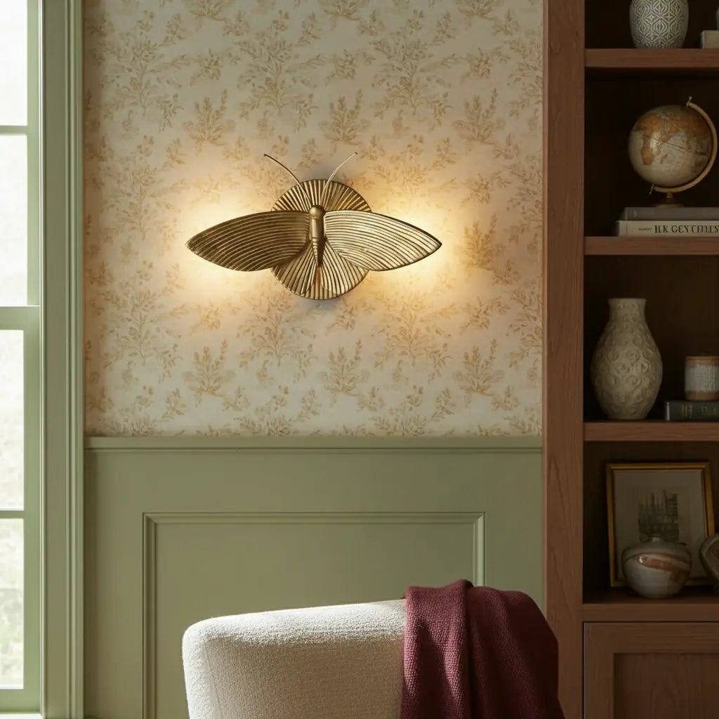 Art deco moth resin wall sconce supplementary product view 11