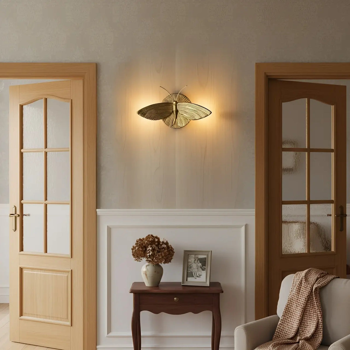 Art deco moth resin wall sconce alternative angle view 13