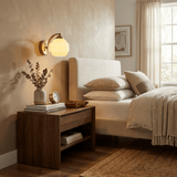 Hardwired E26 glass globe wall sconce in a gold and white finish, view 5