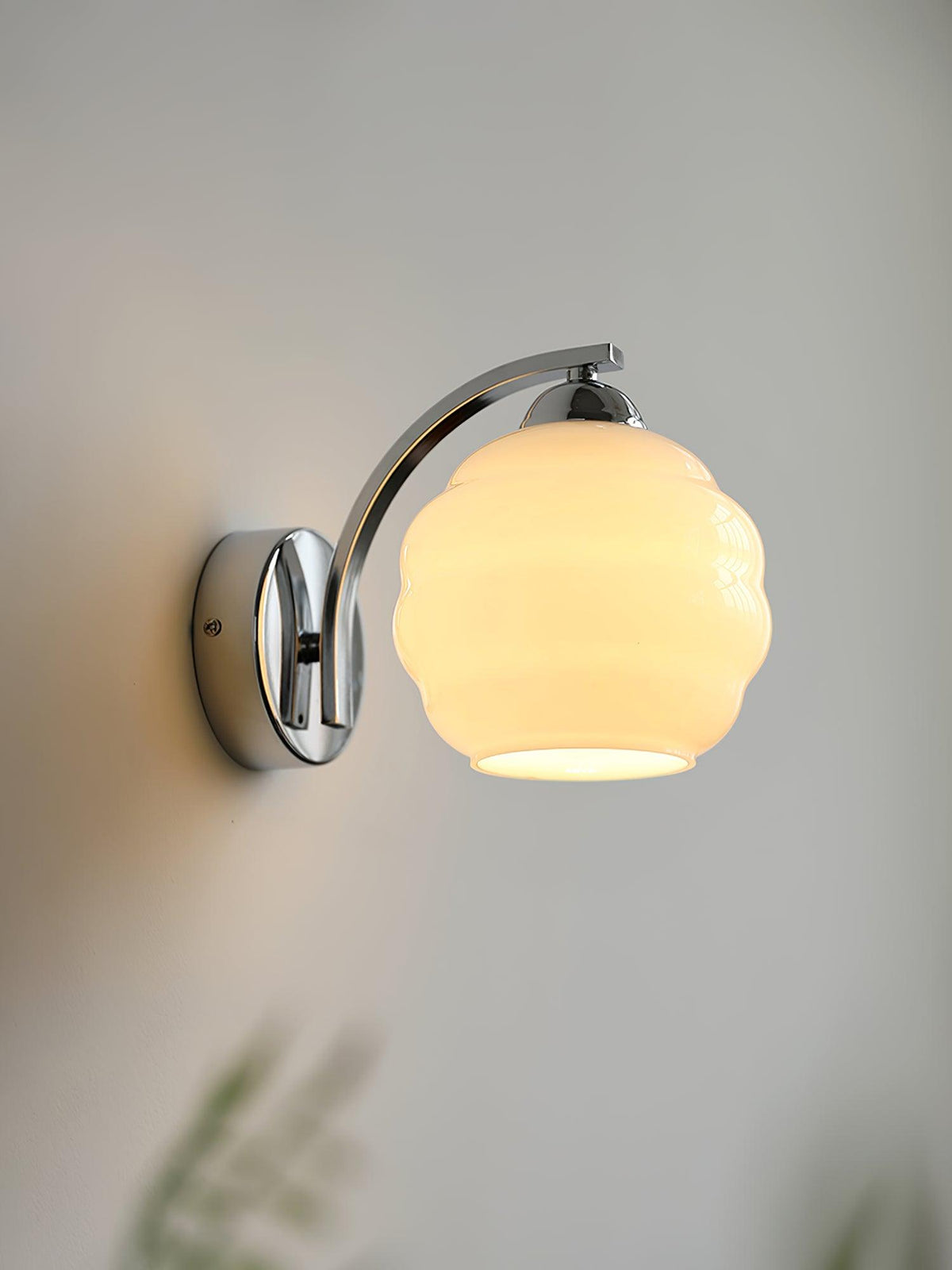 Hardwired E26 glass globe wall sconce in a gold and white finish, view 17
